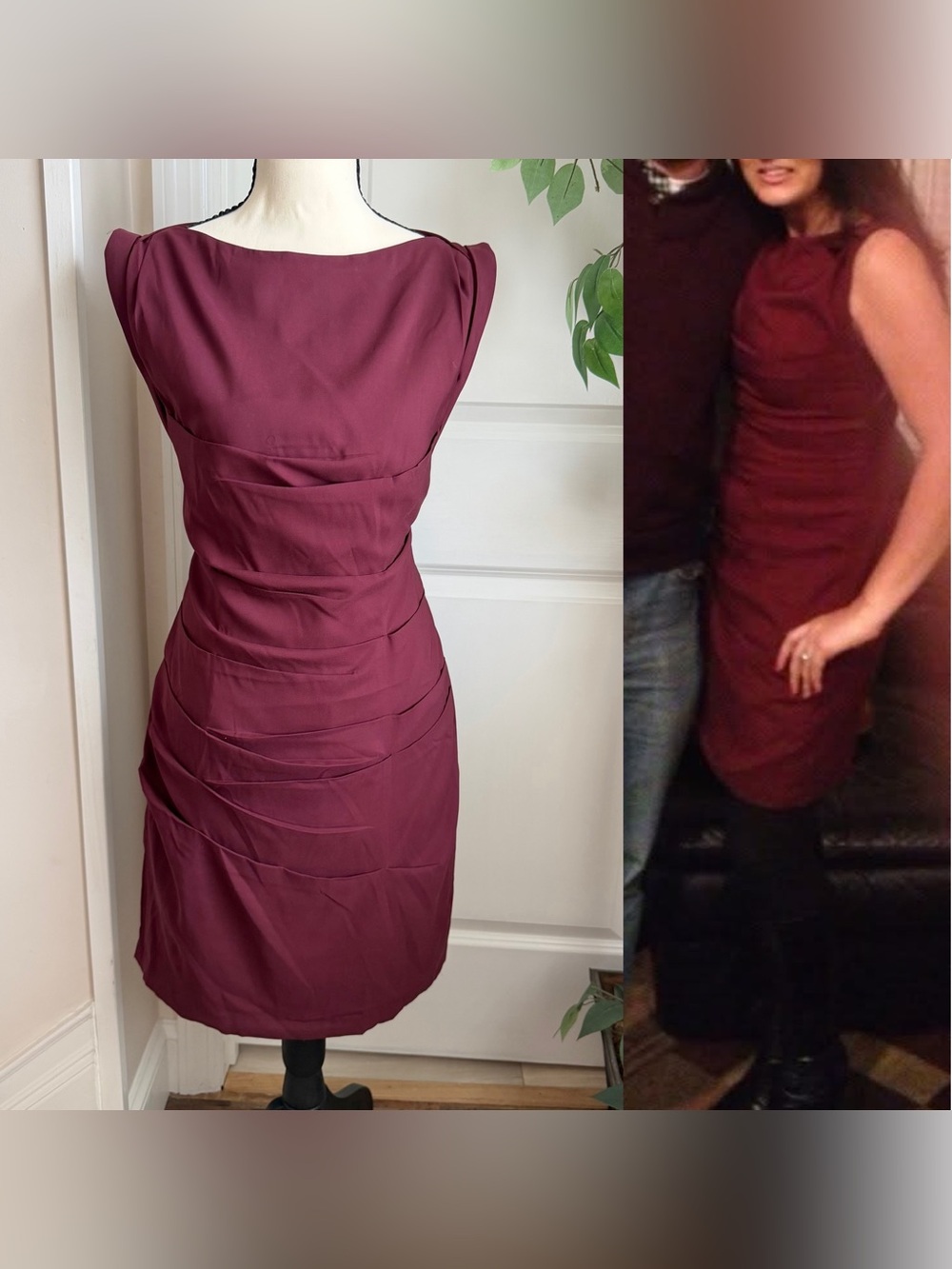 Express Ruched Sleeveless Sheath Mini Dress Burgundy Sz 6